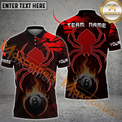 Maxcorners Spider-Themed 8 Pool Billiard Jersey Multicolor Options Personalized Name, Team Name 3D Polo Shirt
