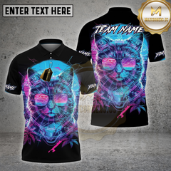 Maxcorners Darts Shirts Neon Cat Cyberpunk Design Multi Options Personalized Name, Team Name 3D Shirt