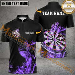 Maxcorners Darts Flame Smoke Mutilcolor Option Customized Name, Team Name 3D Polo Shirt