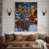 Maxcorners Christmas Deer Canvas Wall Art - Holiday Decorated Antler Print