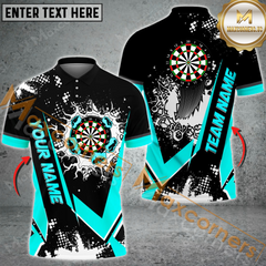 Maxcorners Darts Paint Crack Pattern Mutilcolor Options Personalized Name, Team Name 3D Polo Shirt