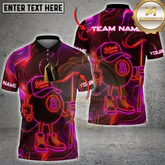 Maxcorners Neon Style 8-Ball Billiard Multicolor Customized Name, Team Name 3D Shirt