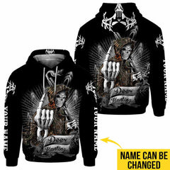 Maxcorners Deer Hunting Skull, Personalized Hunting All Over Shirt, Personalized 3D Hoodie For Hunting Lover TU2711
