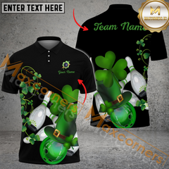 Maxcorners Ball & Pins St Patrick Irish Bowling Jerser Multicolor Option Customized Name, Team Name 3D Polo Shirt