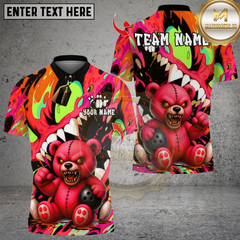 Maxcorners Bowling Teddy Monster Multicolor Customized Name, Team Name 3D Shirts