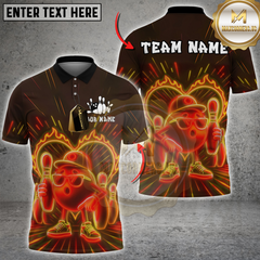 Maxcorners Neon Cool Bowling Multicolor Customized Name, Team Name 3D Shirts
