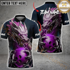 Maxcorners Bowling Cyber Dragon Neon Strike Multicolor Customized Name, Team Name 3D Polo Shirt