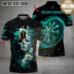 Maxcorners Dark Rose Reaper Neon Skull Multicolor Customized Name, Team Name 3D Shirts