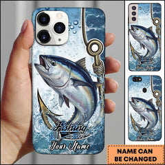 Maxcorners Tuna Fishing Phone Case Hook Line Ocean Bubble Design Personalized Name Phone Case