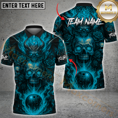 Maxcorners Bowling Shirt Hellfire Skull Flames Inferno Personalized Name, Team Name 3D Shirt (4 Colors)