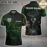 Maxcorners Darts Funny Thunder Lightning Tornado Multicolor Option Customized Name, Team Name 3D Polo Shirt