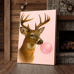 Maxcorners Deer Bubblegum Fun 3D Wrapped Canvas