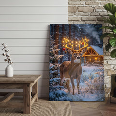 Maxcorners Winter Deer Canvas - Festive Ornament String Lights Decor