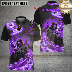 Maxcorners Bowling Flame Reaper And Fire Skull Multicolor Customized Name, Team Name 3D Shirts