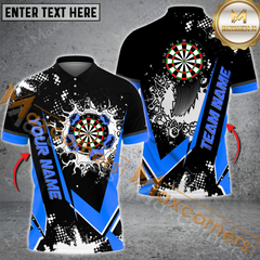 Maxcorners Darts Paint Crack Pattern Mutilcolor Options Personalized Name, Team Name 3D Polo Shirt