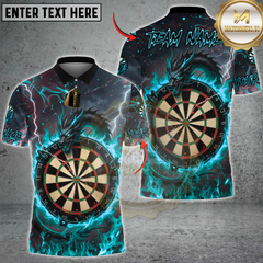 Maxcorners Darts Fire Dragon & Dartboard Multicolor Customized Name, Team Name 3D Shirts