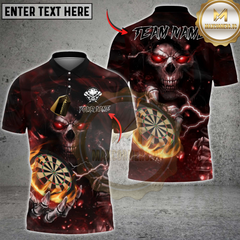 Maxcorners Darts Flame Skull Multicolor Customized Name, Team Name 3D Shirt