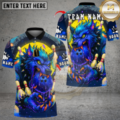 Maxcorners Bowling Savage Wolf Multicolor Customized Name, Team Name 3D Shirts