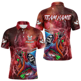 Maxcorners Death Skeleton Red Galaxy Funny Dart Shirts For Men Custom Darts Jerseys Outfit, Darts Gifts LM154