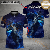Maxcorners Shadow Skeleton Disc Golf Polo Shirt Personalized Name, Team Name 3D Shirt (4 Colors)
