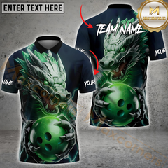 Maxcorners Bowling Cyber Dragon Neon Strike Multicolor Customized Name, Team Name 3D Polo Shirt