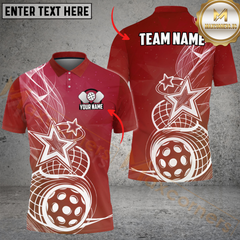 Maxcorners Pickleball Star Multicolor Customized Name, Team Name 3D Shirts