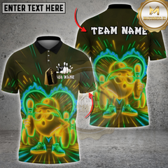 Maxcorners Neon Cool Bowling Multicolor Customized Name, Team Name 3D Shirts