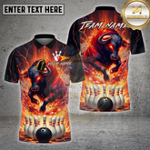 Maxcorners Bowling Shirts Flaming Bull Fire Explosion Theme Multi Options Personalized Name, Team Name 3D Shirt