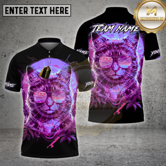 Maxcorners Darts Shirts Neon Cat Cyberpunk Design Multi Options Personalized Name, Team Name 3D Shirt