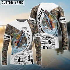 Maxcorners Trout Fishing Camo Fisher Sun Protection Personalized Name, Team Name Long Sleeve Shirt