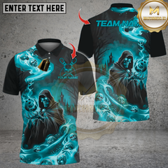 Maxcorners Bowling Flame Reaper And Fire Skull Multicolor Customized Name, Team Name 3D Shirts