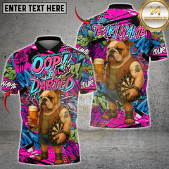 Maxcorners Darts Bulldog Graffiti Design Multicolor Customized Name, Team Name 3D Shirts