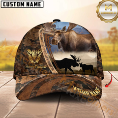 Maxcorners Hunting Forest Camo Sunset Scene Personalized Hat 3D Printed | Brown