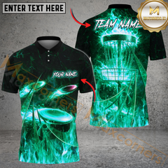 Maxcorners Flame Strike Disc Golf Shirt Personalized Name, Team Name 3D Shirt (4 Colors)