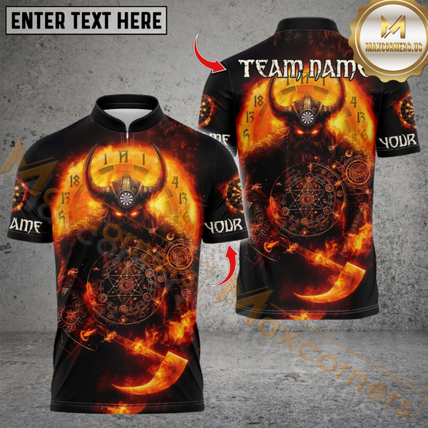 Maxcorners Darts Viking Fire Multioptions Personalized Name, Team Name Unisex 3D Shirts