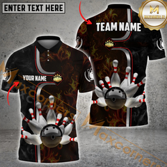 Maxcorners Strike Golden Bowling Jersey Multicolor Options Personalized Name, Team Name 3D Shirt
