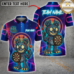 Maxcorners Monster Darts Bear With Neon Style Personalized Name 3D Unisex Shirt