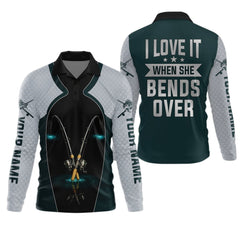 Maxcorners I Love It When She Bends Over Fishing Shirt, SPF Shirt For Men, Funny Fishing Shirt