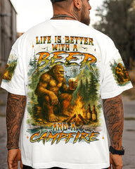 Maxcorners Life Is Better With A Beer And A Campfire Bigfoot All Over Print LM1601