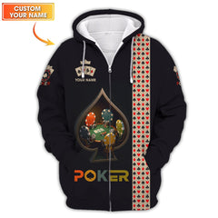 Maxcorners Custom Poker Shirt, Black Casino Chip Tee Spade Table Card Game Design Poker T ShirtLM1009