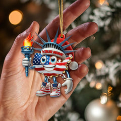 Maxcorners Custom Name American Christmas Ornament, America Lover Christmas Gift 2D Flat LM2111