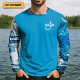 Maxcorners Blue Fishing SPF Shirt, Funny Fishing Shirt, Fisherman Outfit, Mens Casual Shirts