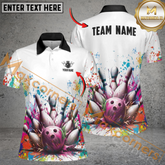 Maxcorners Colorful Spatter Bowling Strike Bowling Jersey Customized Name, Team Name 3D Shirt For Women