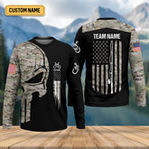 Maxcorners Custom Camo Patriotic Fishing Shirt, Fishing UPF Shirts, Fishing Gifts For Men, Men's Fishing Shirt