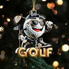 Maxcorners Custom Name Cool Golf Ball Acrylic Ornament, Golf Xmas Ornaments, Christmas Golf Gift LM1611
