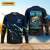 Maxcorners Happiness Is A Big Fish And A Witness Fishing UPF Shirts, Funny Fishing Shirt, Fishing Shirts For Men