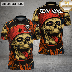 Maxcorners Skull Weed Shirt Red Beanie High Skull Art Multioptions Personalized Name, Team Name Unisex 3D Shirt (4 Colors)
