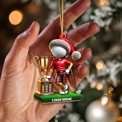Maxcorners Custom Name and Year Golf Champion Ornament, Golf Lover Christmas Gift 2D Flat LM2111