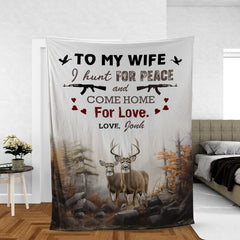 Maxcorners Personalized Deer Hunting “To My Wife, I Hunt for Peace and Come Home for Love” Fleece Blanket LM1611