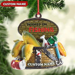 Maxcorners Custom Fishing Ornament - Personalized Hooked on Fishing Christmas Decoration LM0411